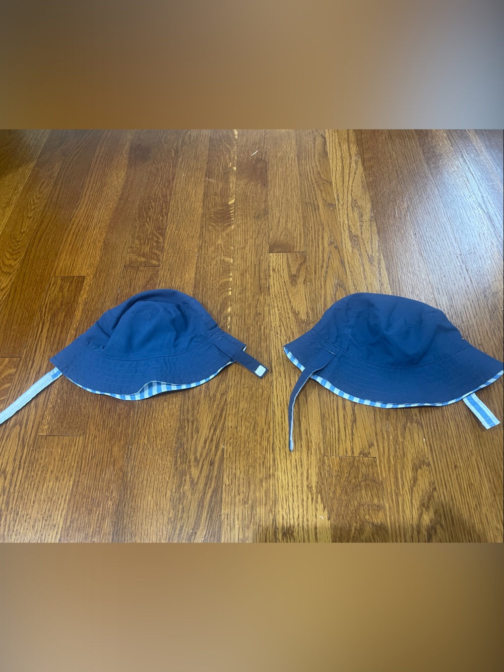 Carter's Blue and White Striped Baby Bucket Hats - 2 Pair twins